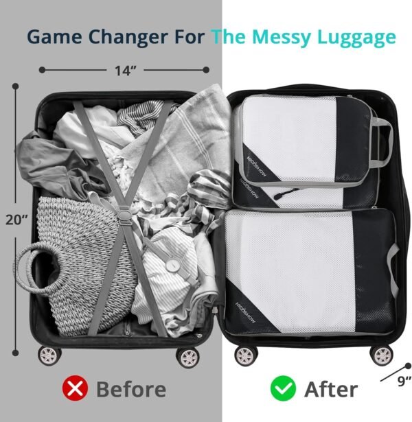 NICOSHOW Compression Packing Cubes for Travel, Packing Cubes Compression Travel Essentials, Compressible Travel Packing Cubes Organizers for Carry-on Luggage Suitcase - Image 6